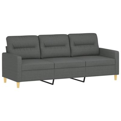 3-delige Loungeset met kussens stof donkergrijs