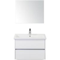 Como Badmeubelset 80 cm - Greeplijst in Kleur Wit Hoogglans - Keramische Wastafel Wit met Spiegel - thumbnail