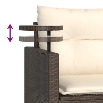 3-delige Loungeset met kussens poly rattan bruin 3-delige Loungeset met kussens poly rattan bruin
