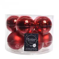 Decoris kerstballen Glas 10st kerstrood 6cm - thumbnail
