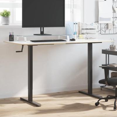 Zit-sta bureauframe (94-135)x60x(70-114) cm staal zwart