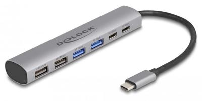 Delock 64232 64232 USB-hub 4 + 2 poorten USB-A, USB-C USB 3.2 Gen2 10 GBit/s Met USB-C stekker Grijs Delock 64232 64232 USB-hub 4 + 2 poorten USB-A, USB-C USB 3.2 Gen2 10 GBit/s Met USB-C stekker Grijs