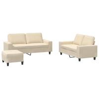 3-delige Loungeset stof crèmekleurig - thumbnail