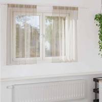 VidaXL Voile gordijn met gordijnen 2 pcs zand 140 x 140 cm polyester - thumbnail