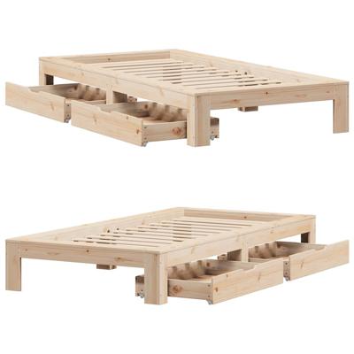 Bedframe zonder matras massief grenenhout 120x190 cm