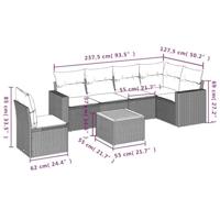 7-delige Loungeset met kussens poly rattan grijs - thumbnail