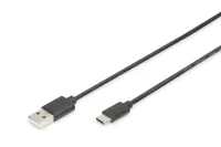 Digitus AK-300154-010-S USB-kabel USB 2.0 USB-C stekker, USB-A stekker 1.00 m Zwart Flexibel - thumbnail