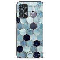 Samsung Galaxy A32 5G glazen hardcase - Blue cubes - thumbnail
