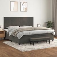 Boxspring met matras fluweel donkergrijs 200x200 cm - thumbnail