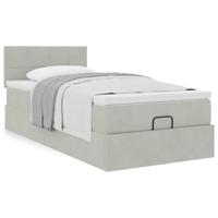 Ottoman bed met matras 90x200cm fluweel lichtgrijs - thumbnail