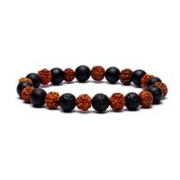 Edelsteen Armband Rudraksha/Lavasteen - elastisch - thumbnail
