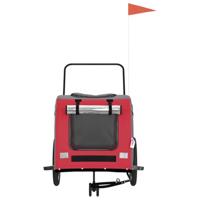 Hondenfietstrailer oxford stof en ijzer rood en grijs - thumbnail