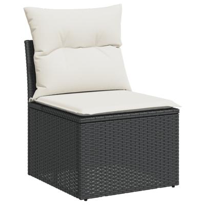 5-delige Loungeset met kussens poly rattan zwart - thumbnail