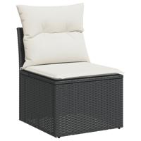5-delige Loungeset met kussens poly rattan zwart - thumbnail