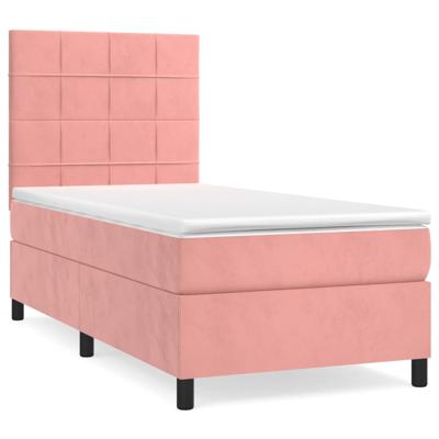 Boxspring met matras fluweel roze 160x200 cm
