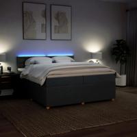 Boxspring met matras stof donkergrijs 200x200 cm - thumbnail