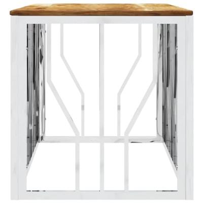Salontafel roestvrij staal en massief acaciahout zilverkleurig Salontafel roestvrij staal en massief acaciahout zilverkleurig