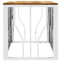 Salontafel roestvrij staal en massief acaciahout zilverkleurig - thumbnail