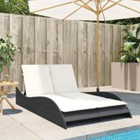 Ligbed met kussens 114x205x73 cm poly rattan zwart - thumbnail