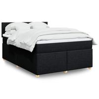 Boxspring met matras stof zwart 140x190 cm - thumbnail
