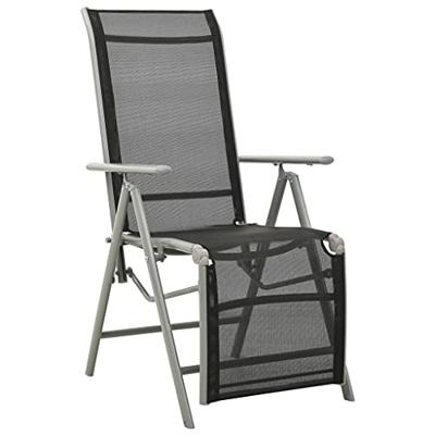 Tuinstoelen 2 st verstelbaar textileen aluminium zilverkleurig - thumbnail