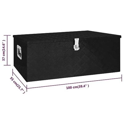 VidaXL Opbergbox 100x55x37 cm aluminium zwart