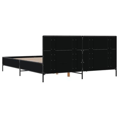 Bedframe bewerkt hout metaal zwart 120x190 cm - thumbnail