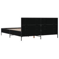 Bedframe LED bewerkt hout metaal zwart 140x190 cm - thumbnail