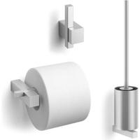 ZACK Carvo 3-in-1 set toiletaccessoires rond geborsteld RVS - thumbnail
