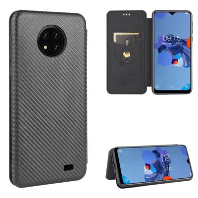 Voor Oukitel C19 Carbon Fiber Texture Magnetic Horizontal Flip TPU + PC + PU Leather Case met kaartsleuf(zwart)