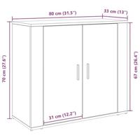 Dressoir Zwart eiken 80 x 33 x 70 cm Bewerkt hout - thumbnail