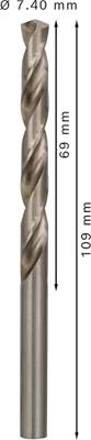 Bosch Accessories 2608585503 HSS Metaal-spiraalboor 7.4 mm Gezamenlijke lengte 109 mm Geslepen DIN 338 Cilinderschacht 10 stuk(s) - thumbnail