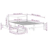 Bedframe met lades massief grenenhout wit 150x200 cm - thumbnail