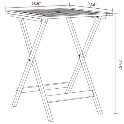 Tuintafel inklapbaar 60x60x75 cm massief acaciahout