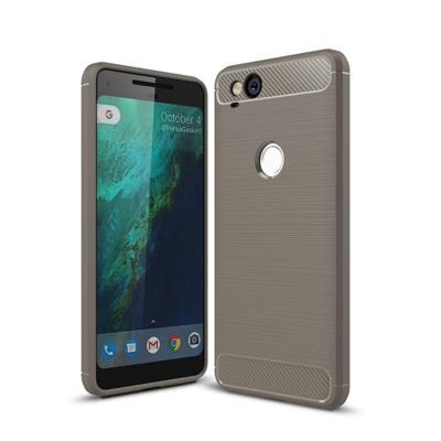 Voor Google Pixei 2 geborsteld textuur koolstofvezel schokbestendige TPU ruige Armor beschermhoes (grijs)
