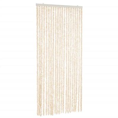 VidaXL Vliegengordijn 90x200 cm chenille beige en wit