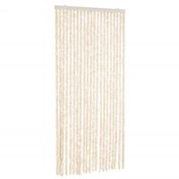 VidaXL Vliegengordijn 90x200 cm chenille beige en wit - thumbnail