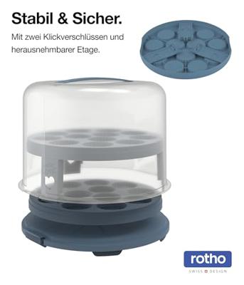 Rotho fresh taartdoos xl + cupcake-houders 35.5x34.5x26 cm horizon blauw/transparant