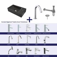 FonteinPack Natuursteen Rechts 36x18x9 cm Chroom (Keuze uit 20 kranen) - thumbnail