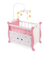 Houten Poppen ledikantje met mobiel - Pink Stars - thumbnail