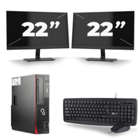 Fujitsu Esprimo D756 SFF - Intel Core i7-6e Generatie - 16GB RAM - 256GB SSD - Windows 11 + 2x 22 inch Monitor - thumbnail