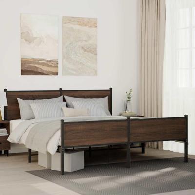 Bedframe zonder matras metaal bruin eikenkleur 183x213 cm
