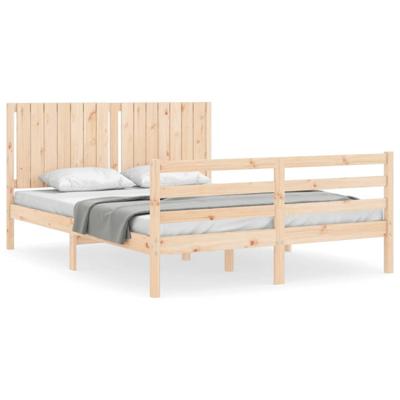 Bedframe met hoofdbord massief hout 160x200 cm