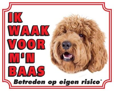 Labradoodle Waakbord - Ik waak voor mijn baas blond
