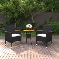 3-delige Tuinset poly rattan zwart - thumbnail