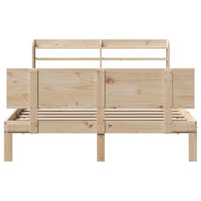 Bedframe met hoofdbord massief grenenhout wit 140x200 cm - thumbnail