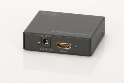 Digitus DS-46304 2 poorten HDMI-splitter 3D-weergave mogelijk, Met metalen behuizing 4096 x 2160 Pixel Zwart
