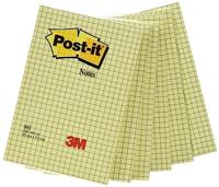 Memoblok post-it 662 102x152mm ruit geel | 6 stuks - thumbnail