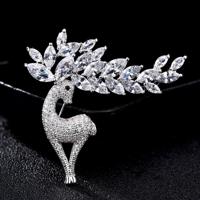 Vrouwen mode Crystal Zircon schattig herten Brooch(Silver) - thumbnail