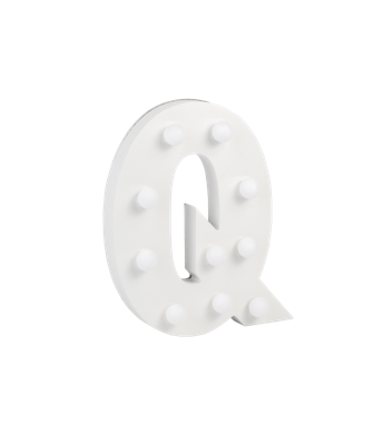 Letter Q met licht hoogte 17 cm breedte 14 cm Letter Q met licht hoogte 17 cm breedte 14 cm